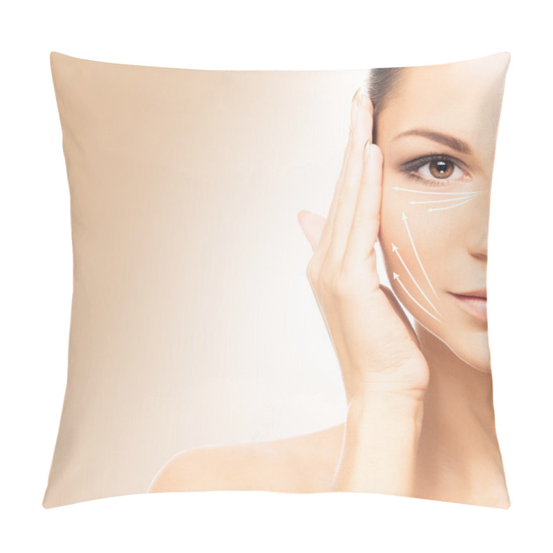 Personality  Portrait Of A Young Woman In Light Makeup Pillow Covers