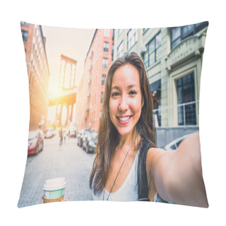 Personality  Woman Taking Selfie Pillow Covers