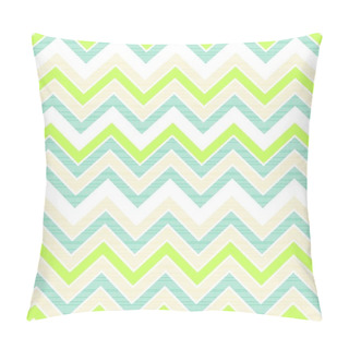 Personality  Seamless Retro Geometric Chevron Pattern In Green White Beige And Turquoise Pillow Covers