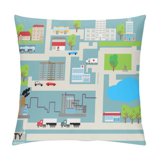 Personality  Cartoon City Vector Illustration Pillow Covers
