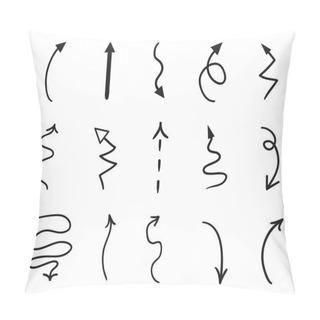 Personality  Infographic Elements On Isolated White Background. Hand Drawn Simple Arrows. Line Art. Set Of Different Pointers. Abstract Indicators. Black And White Illustration. Sketchy Doodles For Work Pillow Covers