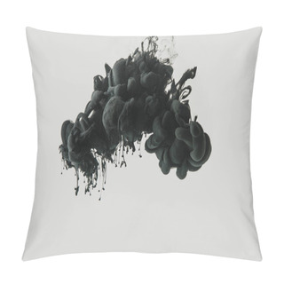 Personality  Close Up View Of Black Ink In Water Isolated On Gray Pillow Covers