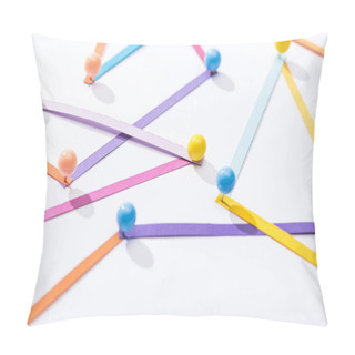 Personality  Multicolored Abstract Connected Lines With Pins, Connection And Communication Concept Pillow Covers