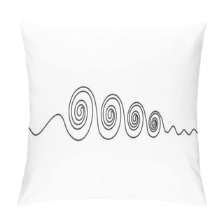 Personality  Line Drawing Wave. Single Draw Sea Wave Icon, Line Art Seascape, Continuous Monoline Drawing Flow, One Outline Lineart Ocean Motion, Linear Vector Illustration Pillow Covers