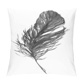 Personality  Watercolor Black And White Monochrome Single Feather Isolated Pillow Covers