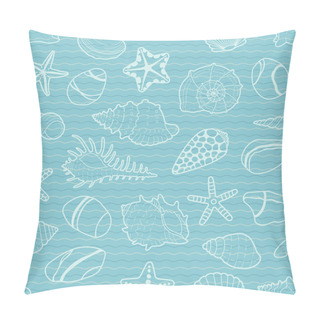 Personality  Vector Pattern Of White Sea Shells, Stars, Stones Pillow Covers