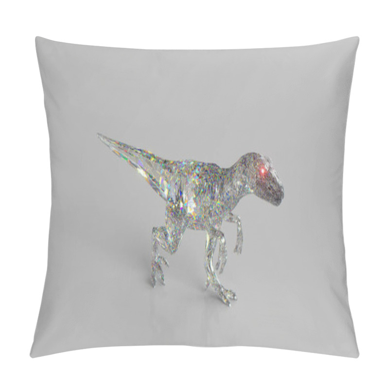 Personality  Diamond velociraptor. The concept of nature and animals. Low poly. White color. 3d illustration. High quality 3d illustration pillow covers