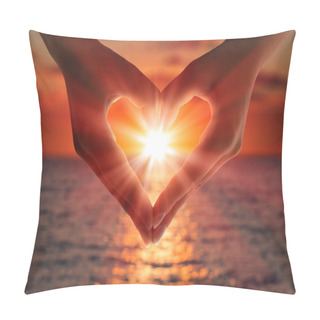 Personality  Sunset In Heart Hands Pillow Covers