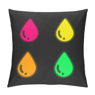 Personality  Blood Drop Four Color Glowing Neon Vector Icon Pillow Covers