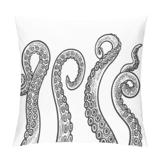 Personality  Octopus Tentacle Set Sketch Engraving Vector Illustration. T-shirt Apparel Print Design. Scratch Board Imitation. Black And White Hand Drawn Image. Pillow Covers