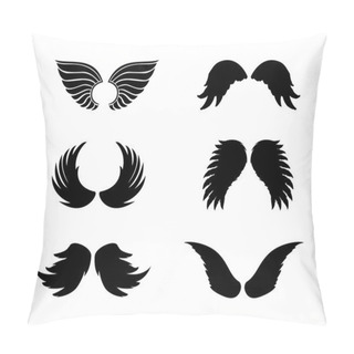 Personality  Black Silhouette Angel Wings Set. Vector Feathers Collection. Pillow Covers