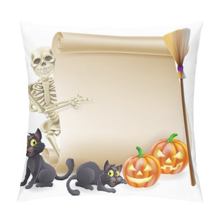 Personality  Halloween Skeleton Scroll Banner Pillow Covers