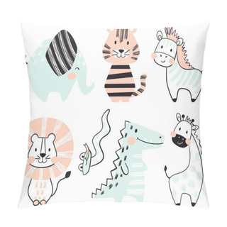 Personality  Crocodile, Elephant, Tiger, Zebra, Lion, Giraffe, Snake Baby Cute Print Set. Pillow Covers