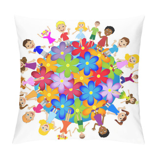 Personality  Little Child Stand Round Floral Planet Pillow Covers