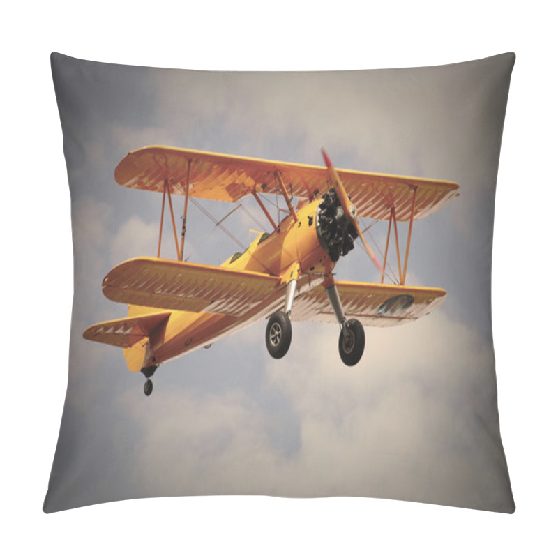Personality  Retro style picture of the biplane. pillow covers