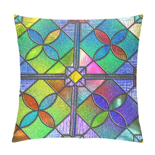 Personality  Stained Glass Seamless Texture With Geometric Pattern For Window, Colored Glass,  3d Illustration Pillow Covers