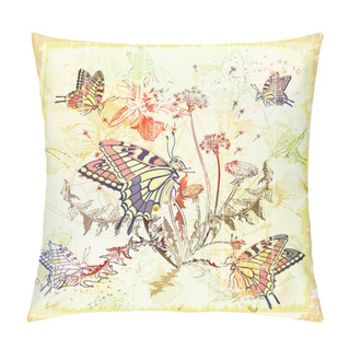 Personality  Background With Butterflies And Flowers Pillow Covers