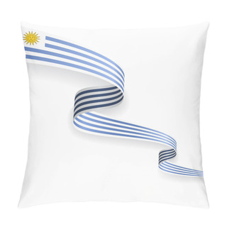 Personality  Uruguayan Flag Wavy Abstract Background. Vector Illustration. Pillow Covers