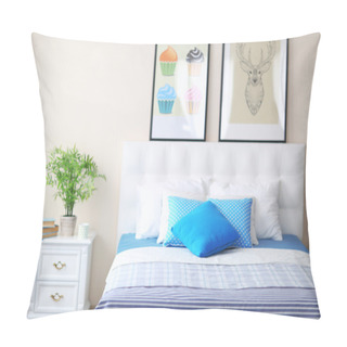 Personality  Bedroom Interior In Light Tones Pillow Covers