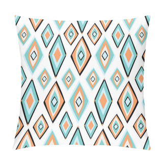 Personality  Orange Green Blue Geometric Seamless Pattern In African Style Wi Pillow Covers