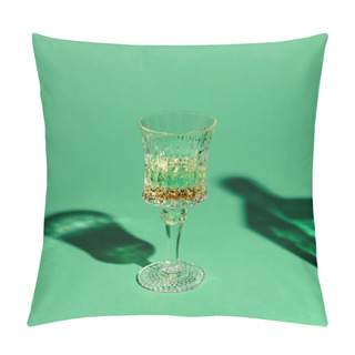 Personality  Close-up Shot Of Crystal Glass Of Absinthe On Green Surface Pillow Covers