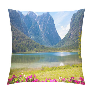 Personality  Lake Dobbiaco In Dolomites Mountains Pillow Covers