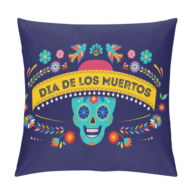 Personality  Day of the dead, Dia de los muertos background, banner and greeting card concept with sugar skull. Colorful vector illustration pillow covers