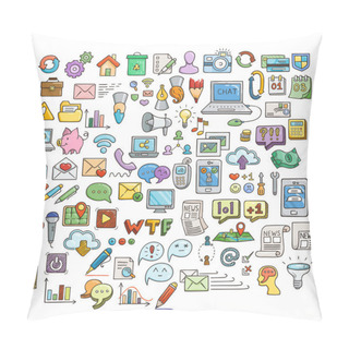 Personality  Set Of Universal Doodle Icons. Bright Colors And Variety Of Topics. Pillow Covers