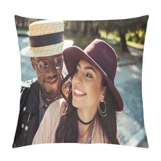 Personality  Couple Walking In Park Pillow Covers