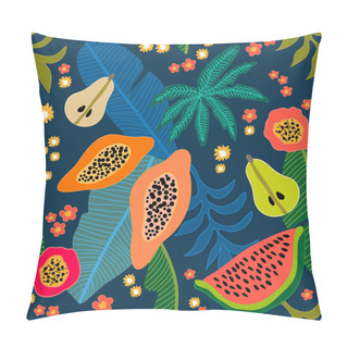 Personality  Floral Pattern With Tropical Fruits And Leaves. Pillow Covers