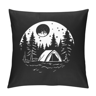 Personality  Camping - Minimalist And Flat Logo - Vector Illustration Pillow Covers