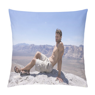 Personality  Relaxing On Mountain Peak In Desert Pillow Covers