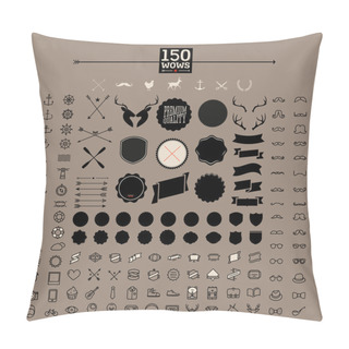 Personality  Hipster Icon, Label, Badge, Sticker! Wow! All You Need! Pillow Covers