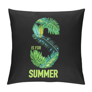 Personality  Hello Summer Tropical Design With Palm Leaves. Beach Vacation Poster, Banner. Tropic Floral Background For T-shirt, Flyer, Cover. Vector Illustration Pillow Covers
