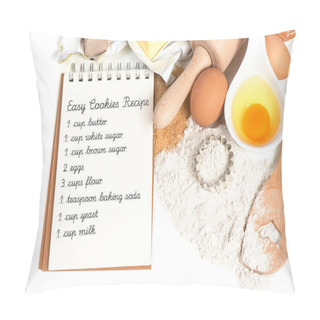 Personality  Recipe Book And Baking Ingredients Eggs, Flour, Sugar, Butter, Y Pillow Covers