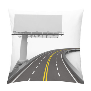 Personality  Asphalted Road With Billboard. Isolated 3D Image Pillow Covers