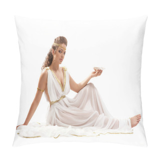 Personality  Classical Greek Goddess In Tunic Holding Bowl Pillow Covers