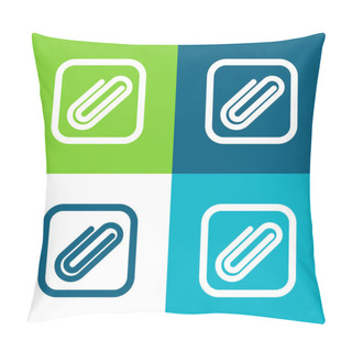 Personality  Attach Button Flat Four Color Minimal Icon Set Pillow Covers