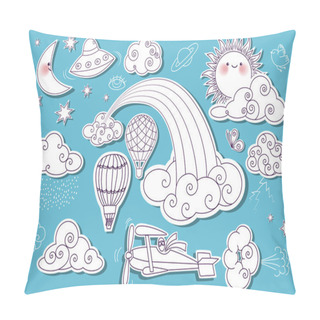 Personality  Doodle Elements With Sky Pillow Covers
