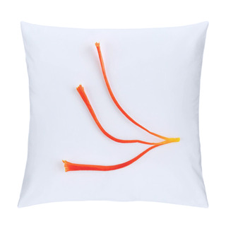 Personality  Single Stamen Of Saffron Close-up On A White Background. Crocus. Spice. Pillow Covers
