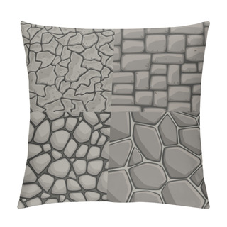 Personality  Vector Cartoon Stone Wall Seamless Texture Collection Pillow Covers