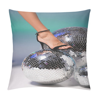 Personality  Female Leg In Black Shoe On Disco Ball Pillow Covers