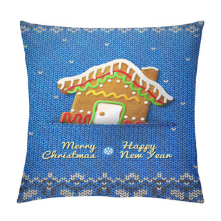 Personality  Christmas House Cookie On Knitted Background Pillow Covers