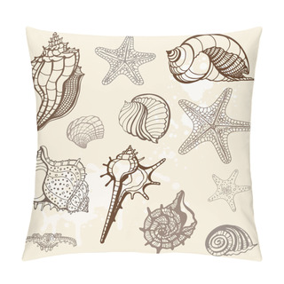 Personality  Sea Collection. Hand Drawn Vector Illustration Pillow Covers