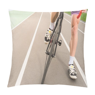 Personality  Cyclist Riding Bicycle On Cycle Race Track Pillow Covers