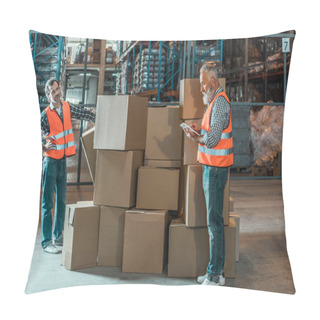 Personality  Warehouse Workers With Digital Tablet Pillow Covers