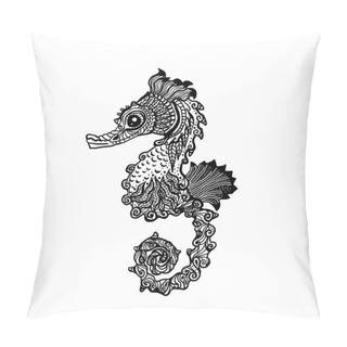 Personality Hand Drawn Sea Horse Zentangle Style Pillow Covers