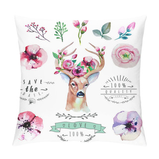 Personality  Floral Set With Deer Pillow Covers