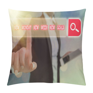 Personality  Conceptual Hand Writing Showing New Monday New Week New Goals. Business Photo Text Showcasing Next Week Resolutions To Do List. Pillow Covers