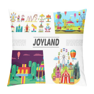 Personality  Flat Amusement Park Elements Set Pillow Covers